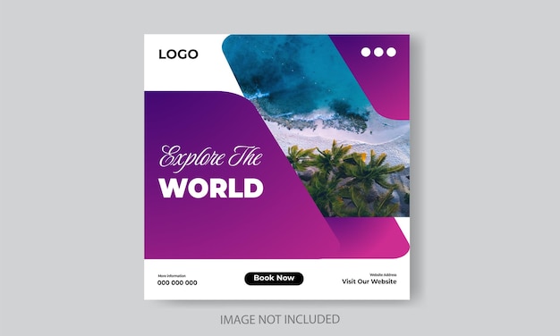 Free vector travel or tourism Instagram and social media post template