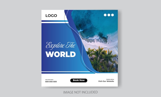 Free vector travel or tourism Instagram and social media post template