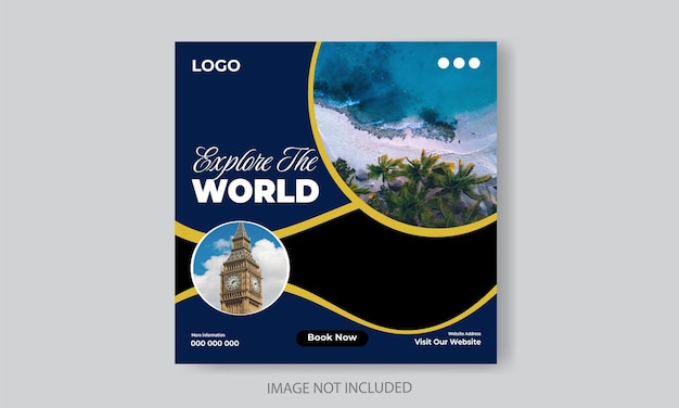 Free vector travel or tourism Instagram and social media post template