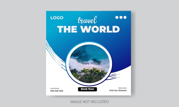 Free vector travel or tourism Instagram and social media post template