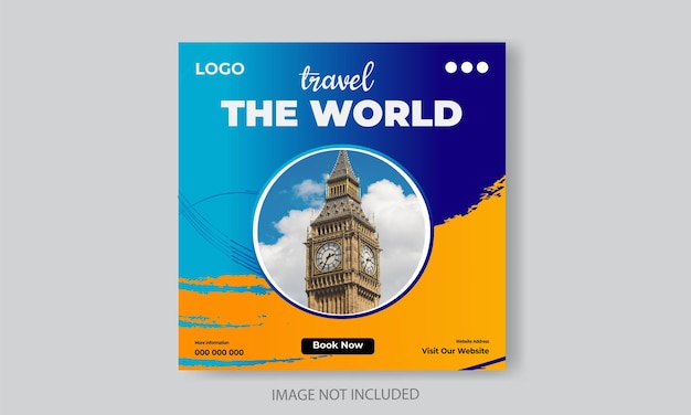 Free vector travel or tourism Instagram and social media post template