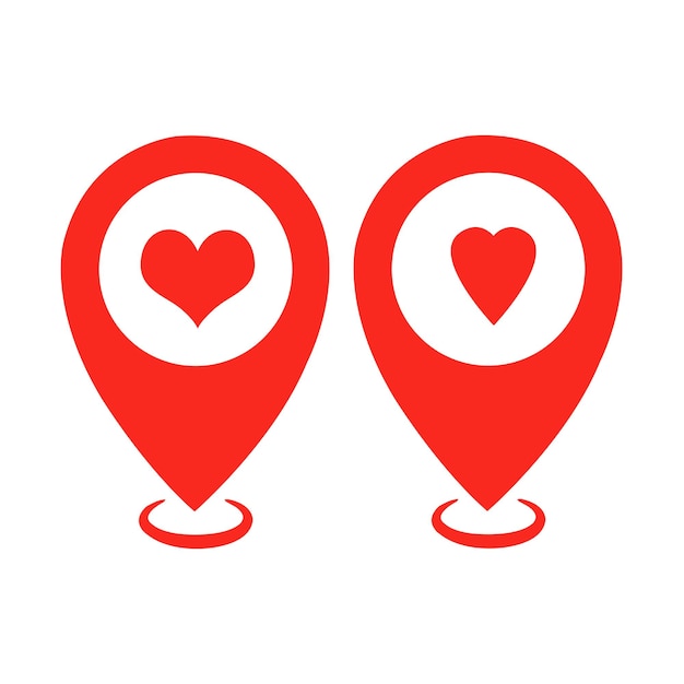 Free Vector Two Heart Location Pins