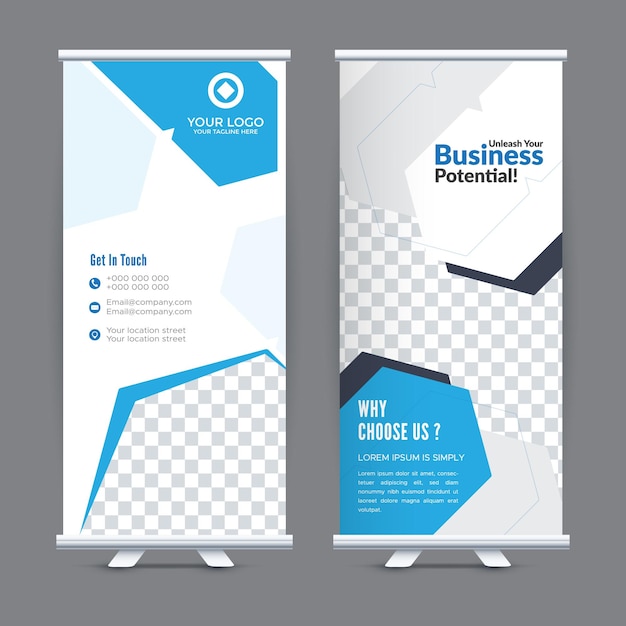 Free vector two standee roll-up banner presentation template