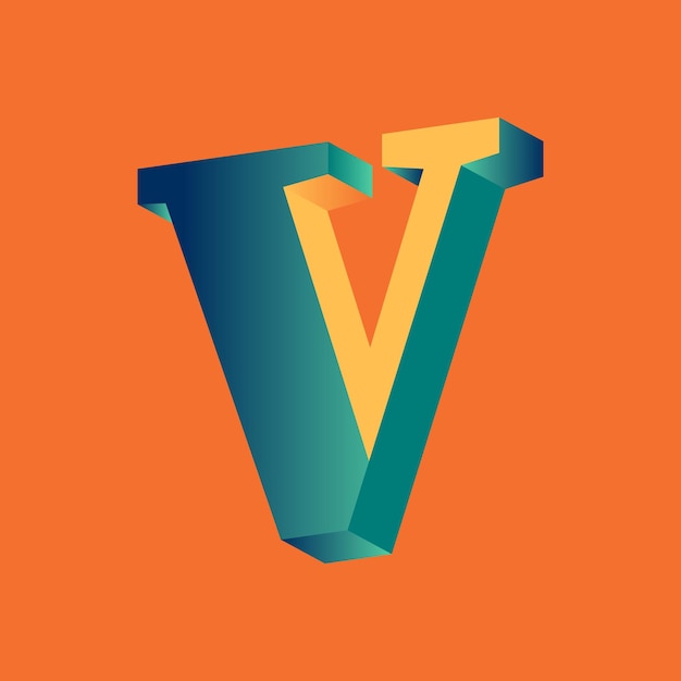 Vector free vector v letter 3d colorful gradient logo design