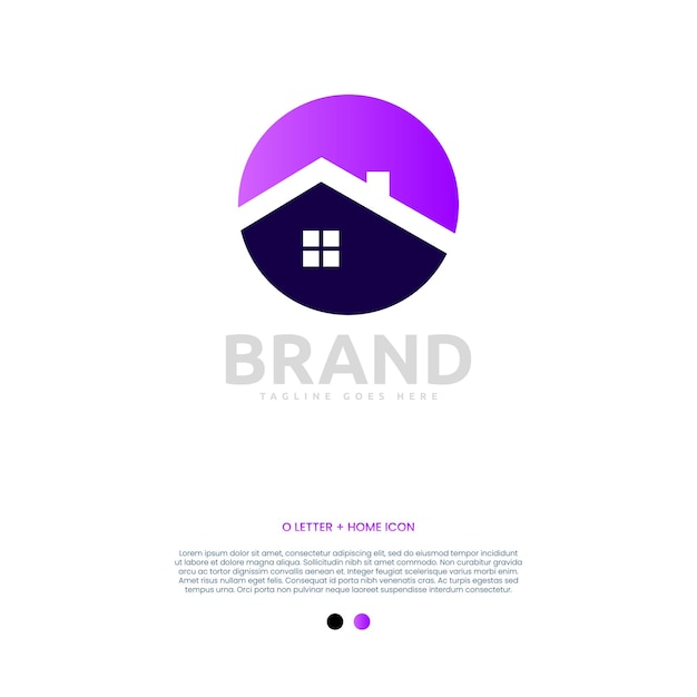 Free vector vector logo illustration letter O home Blue and Purple color style