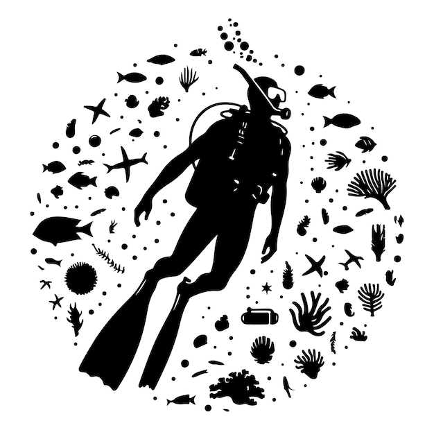 Free vector A vector Scuba diving silhouette