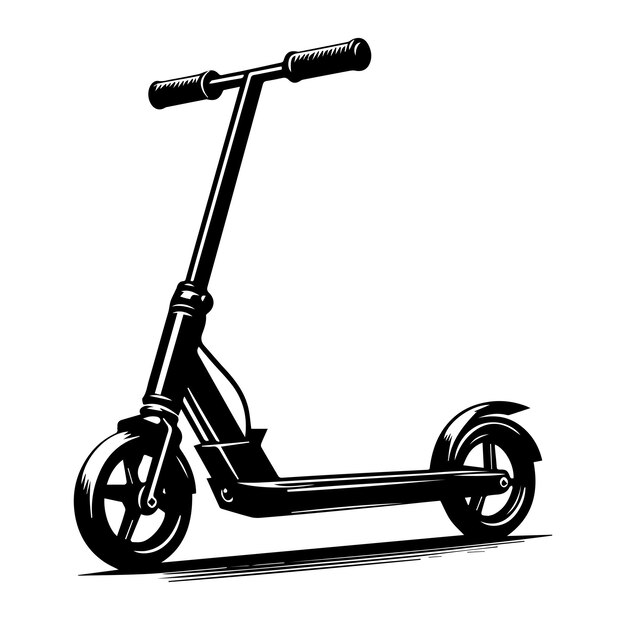 Vector free vector vector two wheeled kick scooter with rider silhouette