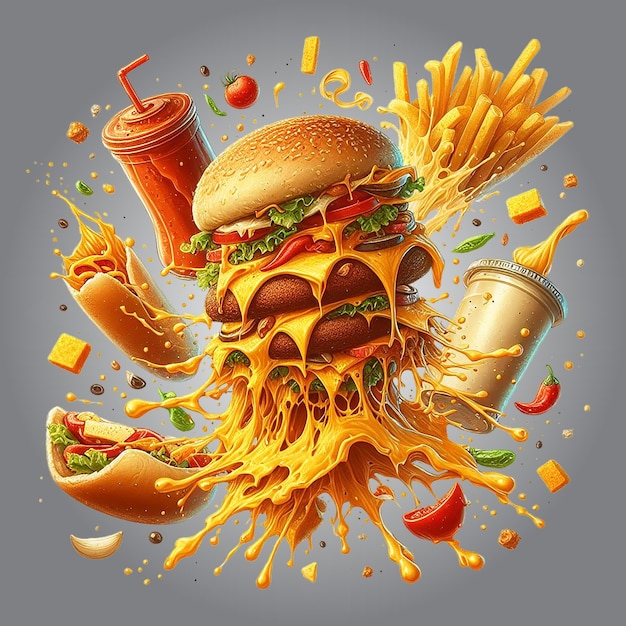 Vector free vector view of 3d delicious looking burger white background ai generated