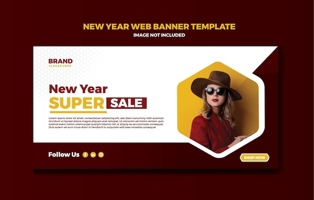 Free Vector web banner for new year super sale