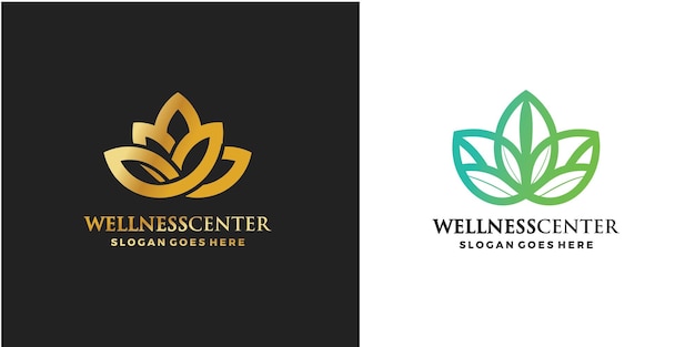 Free vector wellness center design logo vector