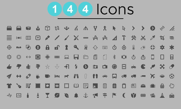 Free vector white 100 universal web icons collection