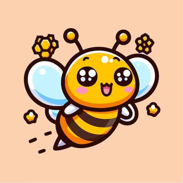 Free VectorCartoon Vector of a Cute Honey Bee in Flight iconl Cartoon icon Style