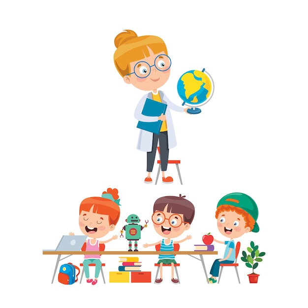 free vectorteacherandschoolchildren