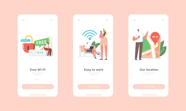 Free Wi-fi Hotspot Service Mobile App Page Onboard Screen Template