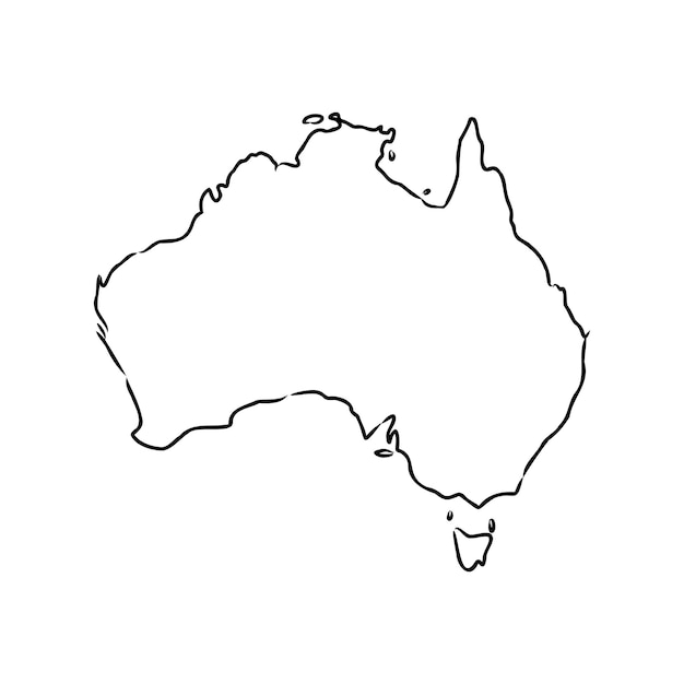 Freehand Australia map sketch on white background. Vector illustration. australia map vector sketch