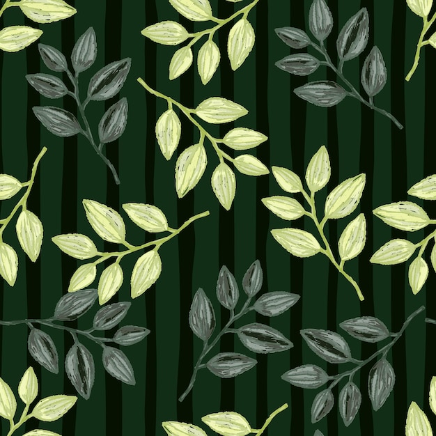 Freehand branches with leaves seamless pattern Hand drawn organic background Decorative forest leaf endless wallpaper