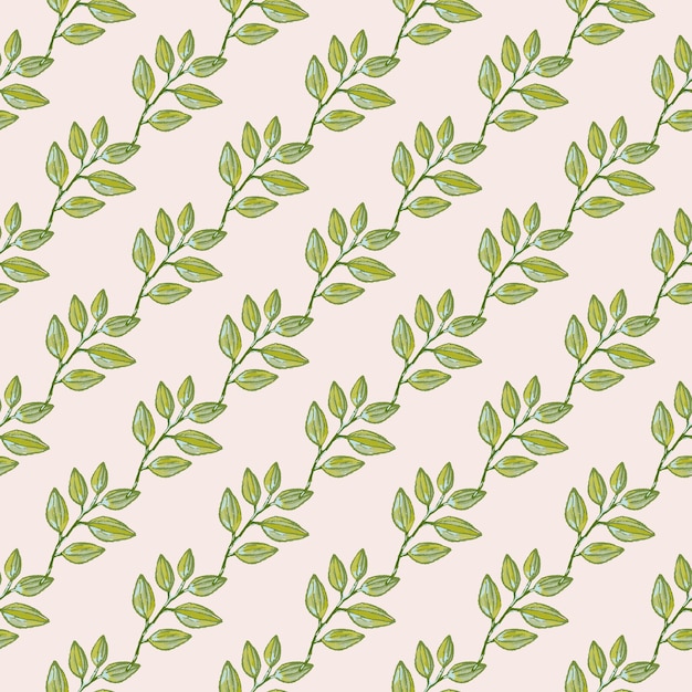 Freehand branches with leaves seamless pattern Hand drawn organic background Decorative forest leaf endless wallpaper