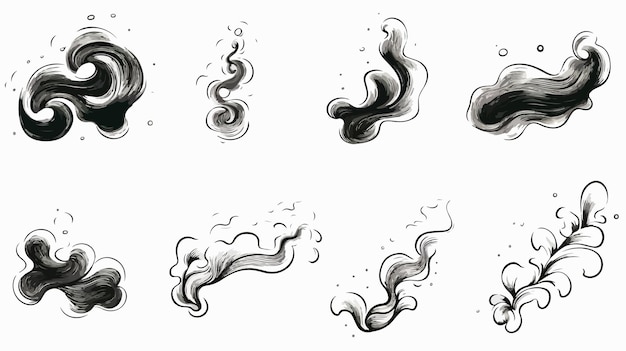 Vector freehand drawn cartoon decorative smoke puff element