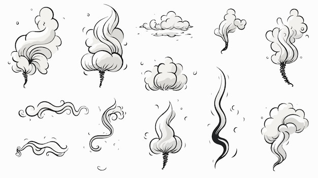 Vector freehand drawn cartoon decorative smoke puff element