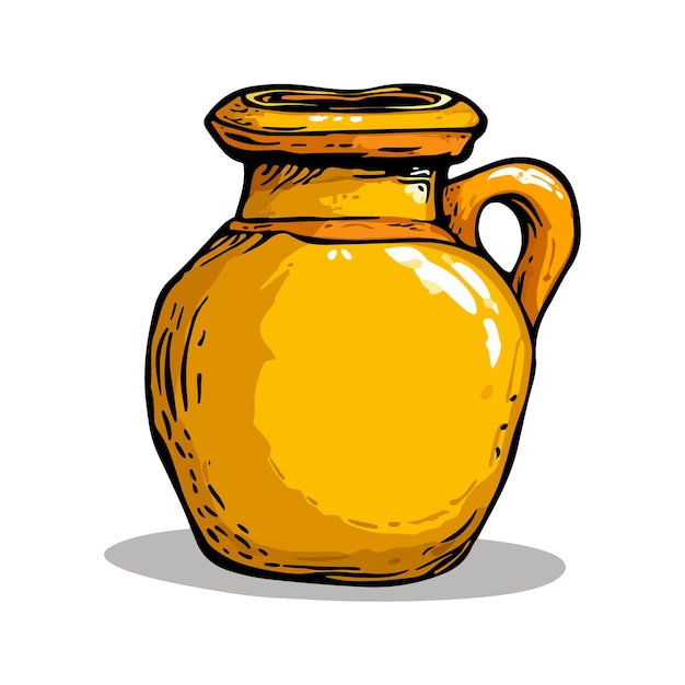 Vector freehand drawn cartoon mustard pot