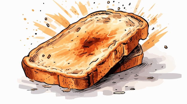 Vector freehand textured cartoon burnt toast illustration