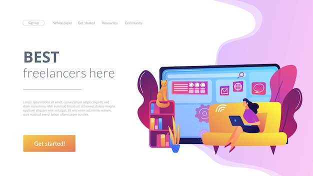 Freelance work concept landing page