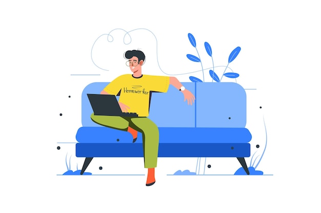 Freelance working modern flat concept