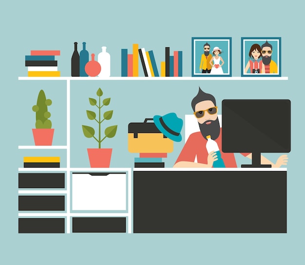 Freelancer Art designer style Flat vector illustration