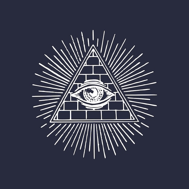 Freemasonry pyramid allseeing eye Engraving masonic logo Vector Eye Of Providence illustration Symbol Omniscience new world order emblem