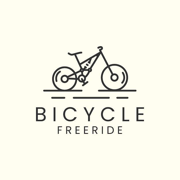 Freeride bike with line art style logo icon template design bicycle downhillcycling vector illustration