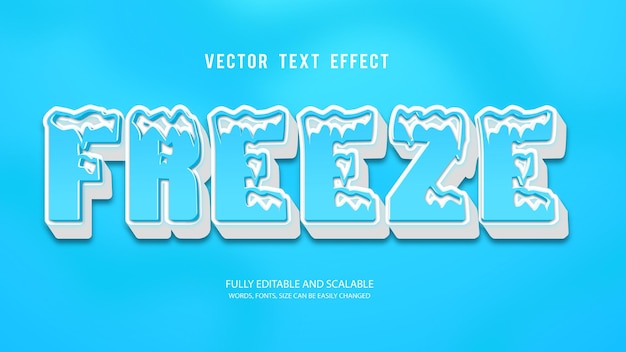 Freeze 3d Editable Text Effect Vector Template With Cute Background