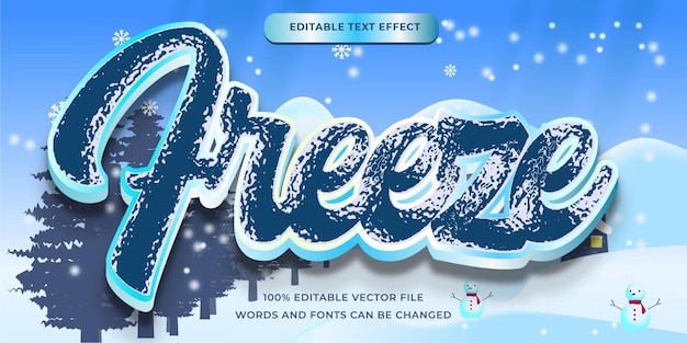 Freeze cool text effect editable with background