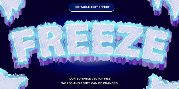 Freeze text effect with cool font style and gradient blue white editable