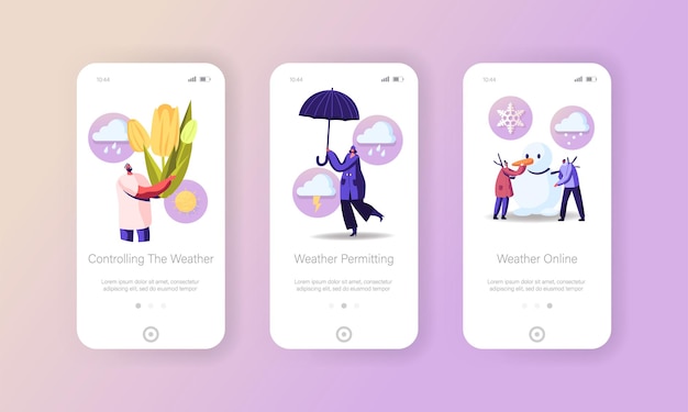 Freezing Spring and Climate Change Mobile App Page Screen Template