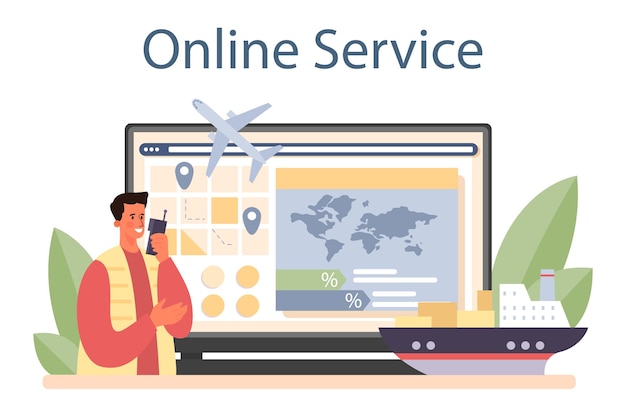 Freight forwarder online service or platform flat illustration vector