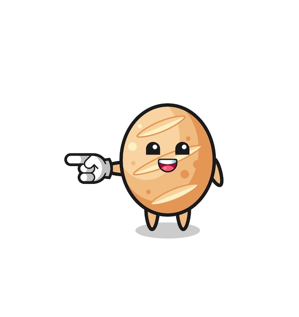 French bread cartoon with pointing left gesture