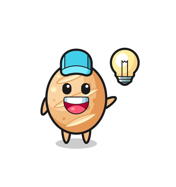 French bread character cartoon getting the idea , cute design