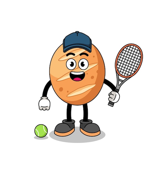 French bread illustration as a tennis player