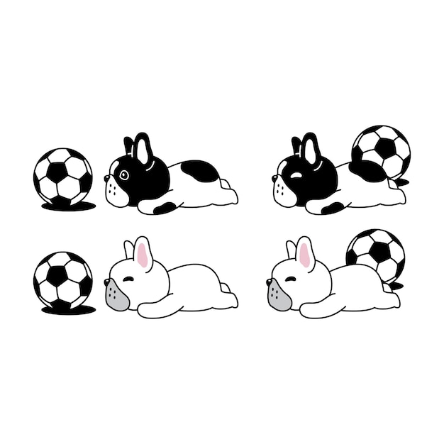 french bulldog football dog soccer ball sport cartoon