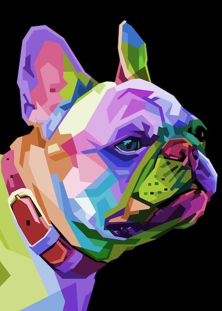 French bulldog on geometric pop art style.