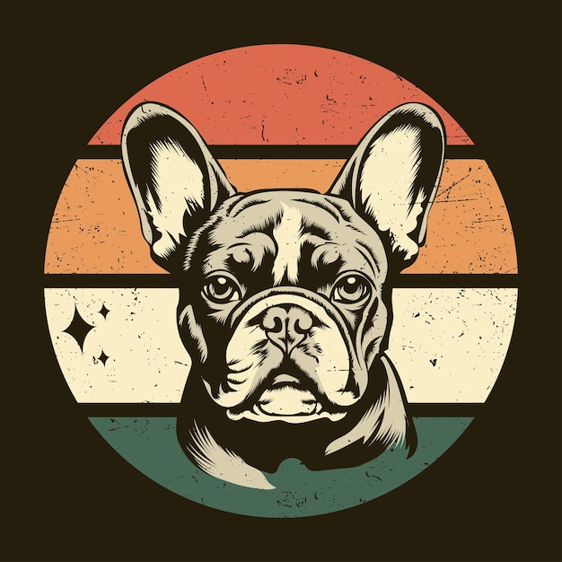 French Bulldog retro tshirt Design vector