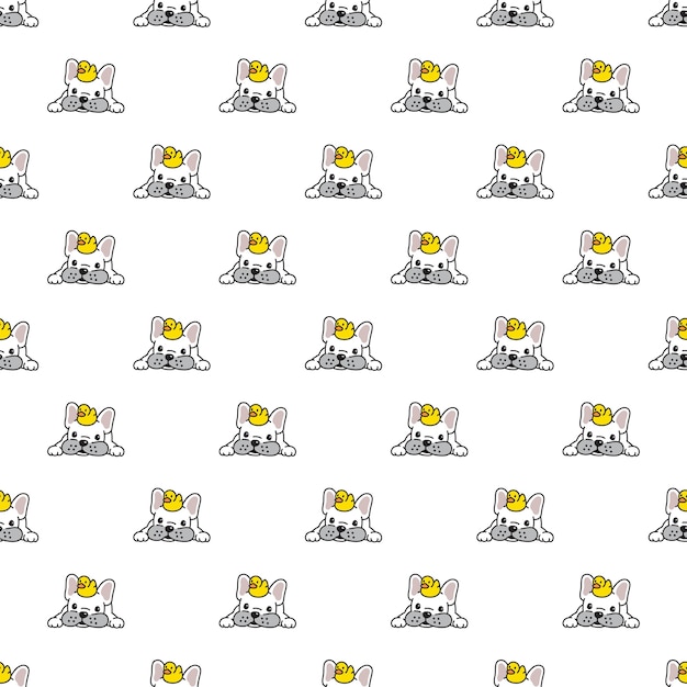 french bulldog seamless pattern with duck rubber