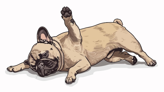 Vector french bulldog stretching vector illustration playful pet exercising in unique art style