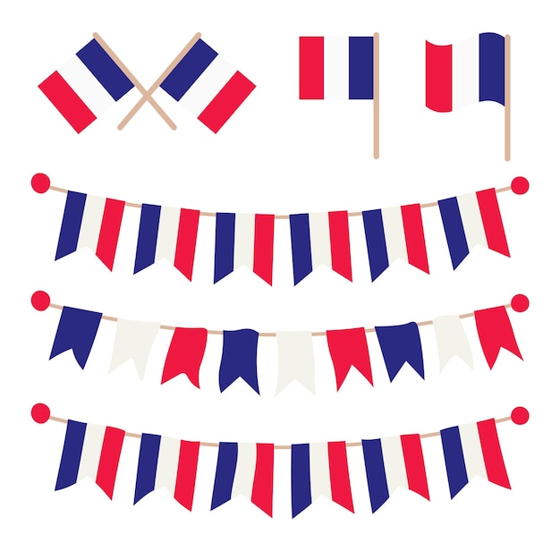 French buntings garlands isolated on white background.