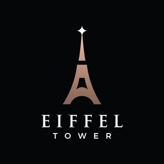 French eiffel tower building and high tower Logo template designWith editable vector illustration