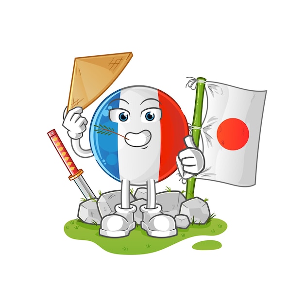 French flag japanese vector cartoon character