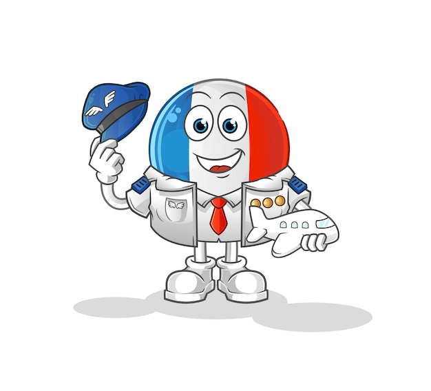 Vector french flag pilot mascot. cartoon vector