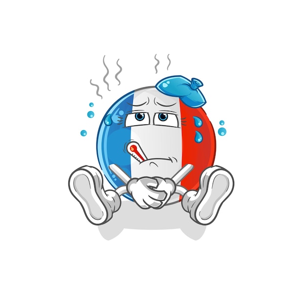 French flag sick vector. cartoon character