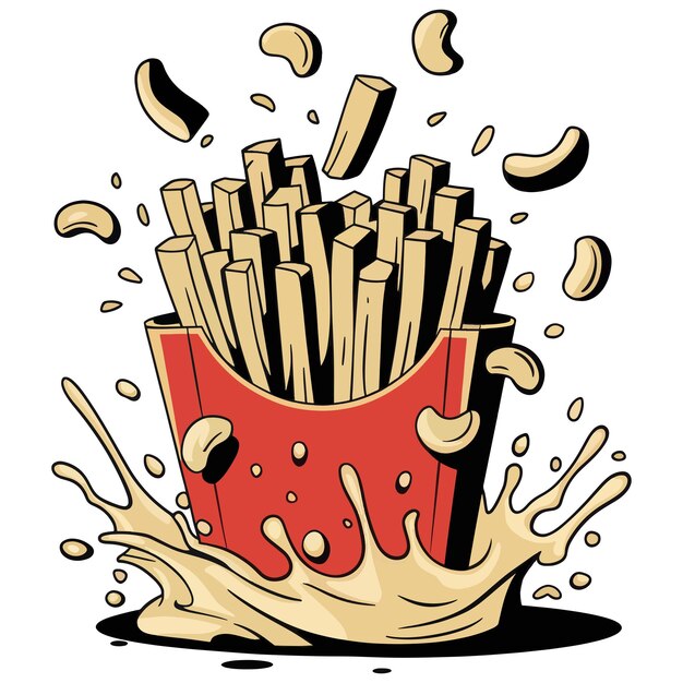 Vector french fries cartoon detailed clip art illustration