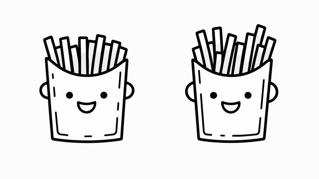 Vector french fries cartoon line style icon design